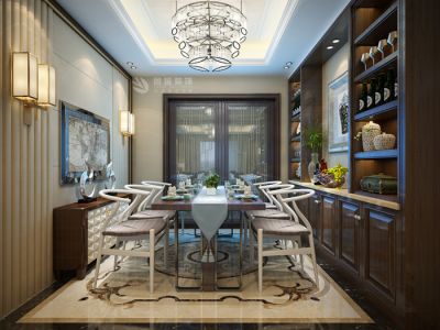 华洲城现代中式装修效果图 四居室 175㎡