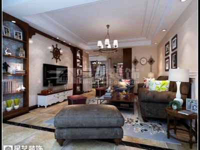 金域蓝湾141平米四居室美式风格装修效果图