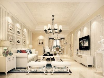 天悦华府120平米三居室田园风格装修效果图