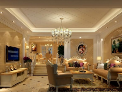 半岛官邸简欧风格360平米装修效果图案例