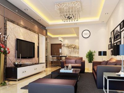 鑫鑫家园现代风格92平米装修效果图案例