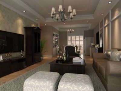 千禧苑简约美式风格120平米装修效果图案例