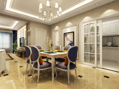 建发枫林湾欧式风格112平米装修效果图案例