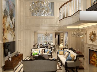 中南世纪城欧式300平别墅装修案例