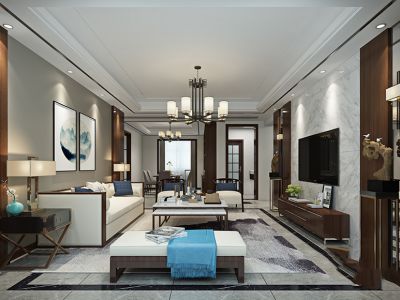 雅戈尔伯爵新中式140平四居室装修案例