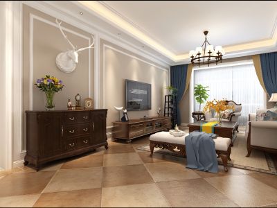 龙瑞苑136平米简美式风格装修案例