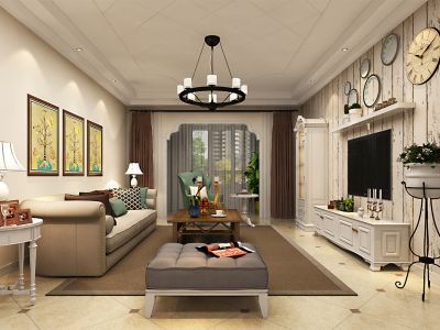 建发枫林湾简美式风格136平米装修效果图案例