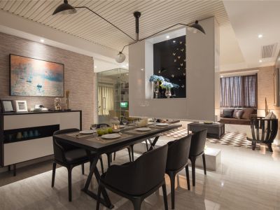 三居室混搭风格家装样板间恒大御景半岛效果图