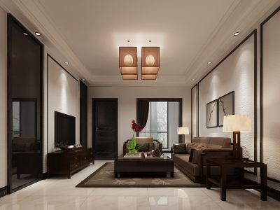 中央香榭中式风格96平米装修效果图案例