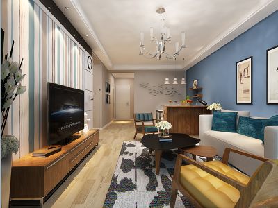 阅海万家现代简约风格100平米装修效果图案例