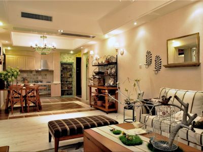 京能天下川127㎡田园风格装修案例效果图