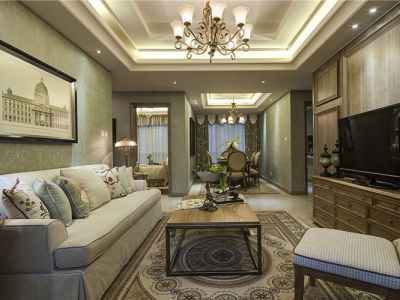 二月龙庭150㎡三居室美式复古装修案例