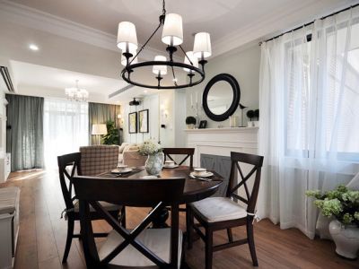 银川御景湖城美式风格144平米装修效果图案例