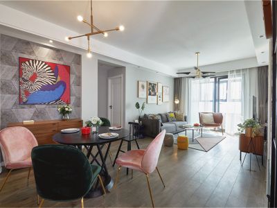 海亮滨河壹号129平米简约北欧风格装修效果图