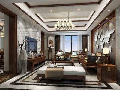 金都上品中式260平复式装修案例