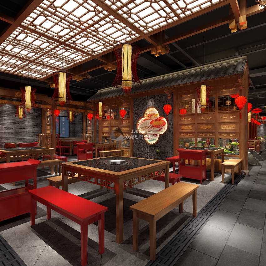 中式火锅店装修效果图 中式火锅店装修效果图