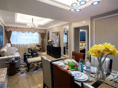 世茂悦海129平米现代轻奢装修效果图