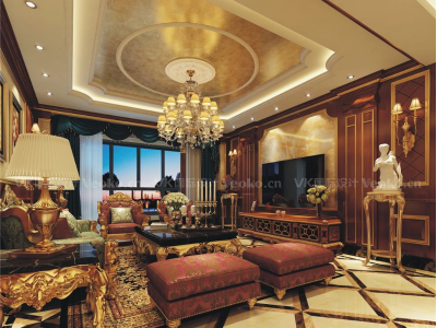 全兴紫苑古典美式三居室装修案例