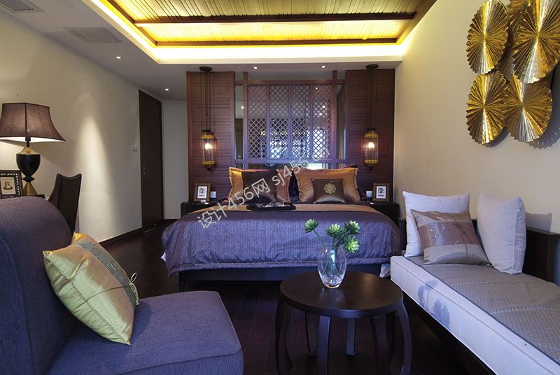 300平米东南亚别墅沙发床装修设计效果图