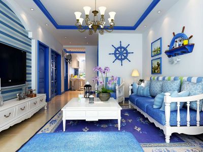 东湖胜景地中海风格91平装修效果案例