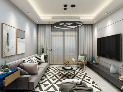 鲁能城现代简约108平三居室装修案例