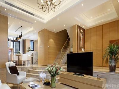 保利198三居135平美式风格装修案例赏析