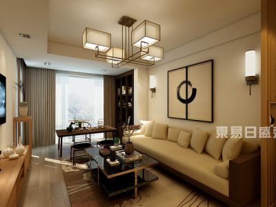 天来豪庭新中式风格89平米两居室装修效果图