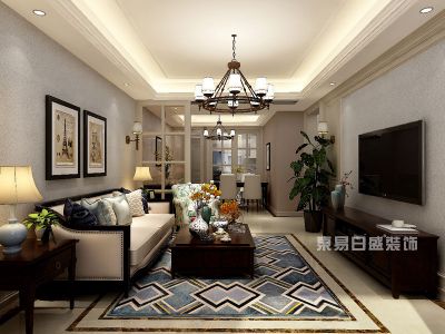 春风玫瑰园124平米现代美式风格装修效果图