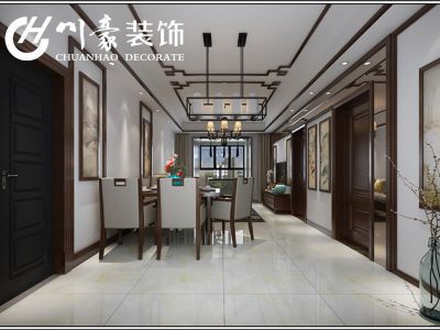 中铁青秀城三居100平中式风格装修案例