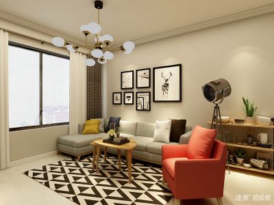 乐彩城北欧85平二居室装修案例