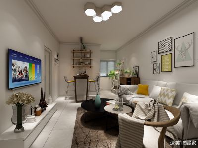 金棕榈北欧75平二居室装修案例