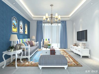 凯德卓锦万黛地中海97平三居室装修案例