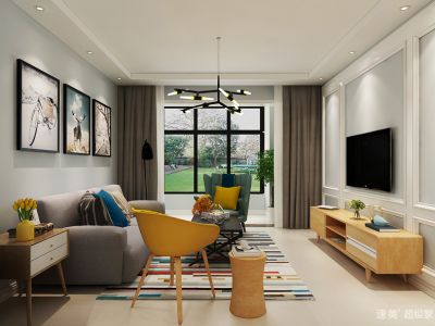 莱茵北郡现代简约86平三居室装修案例