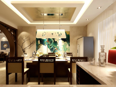 恒大江湾132平田园风格装修效果图案例