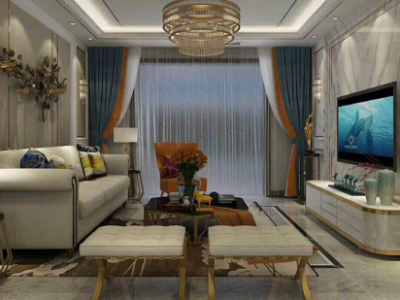 凯乐微谷145平三居现代风格装修效果图