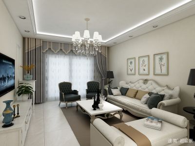 恒大御景欧式140平三居室装修案例