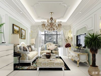 北欧知识城北欧风格102平三居室装修案例