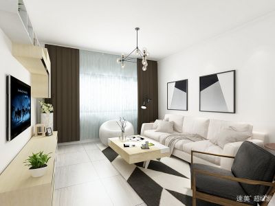 花样年花样城现代简约89平三居室装修案例