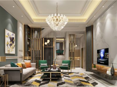 凯茵新城岭峰现代186平复式装修案例