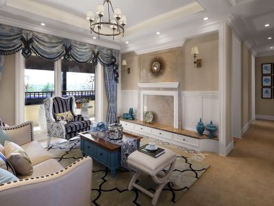 华北石油局140平地中海风格装修效果图