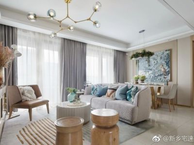蓝堡湾130平田园风格装修效果图
