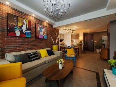 保利花园现代128平三居室装修案例