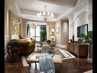 世茂玉锦湾美式78平二居室装修案例