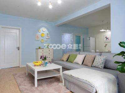 溪地湾现代106平三居室装修案例