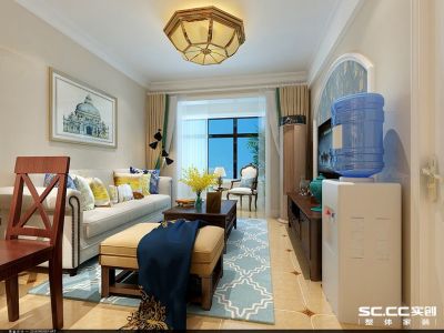 丰益花园95平米两居室美式风格装修效果图