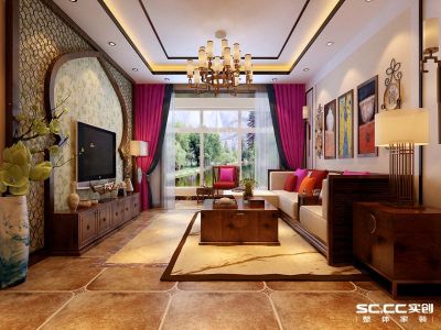 密云花园小区162平米三居室东南亚风格装修效果图