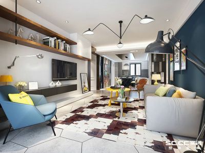 加州水郡110平米三居室混搭风格装修效果图