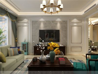 保利198简欧120平三居室装修案例