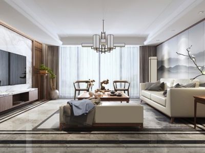 107平米三居新中式风格装修