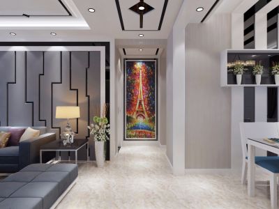 万达三居室135平现代装修效果图